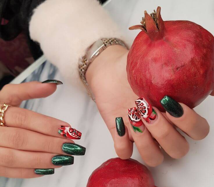 طراحی ناخن برای شب یلدا